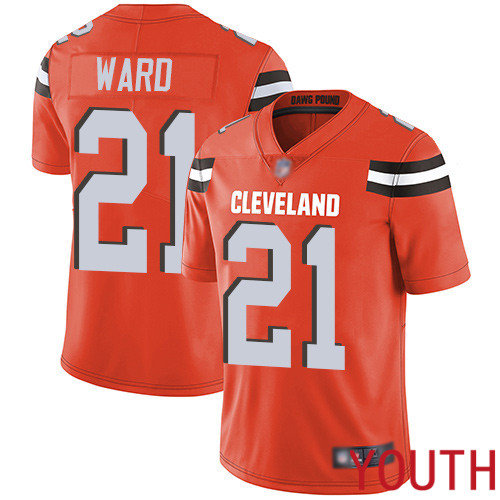 Cleveland Browns Denzel Ward Youth Orange Limited Jersey #21 NFL Football Alternate Vapor Untouchable->youth nfl jersey->Youth Jersey